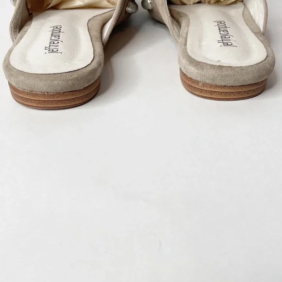 NWOB Jeffrey Campbell Ravis Pearl Studded Embellished Fringe Taupe Suede Mules - Picture 8 of 10
